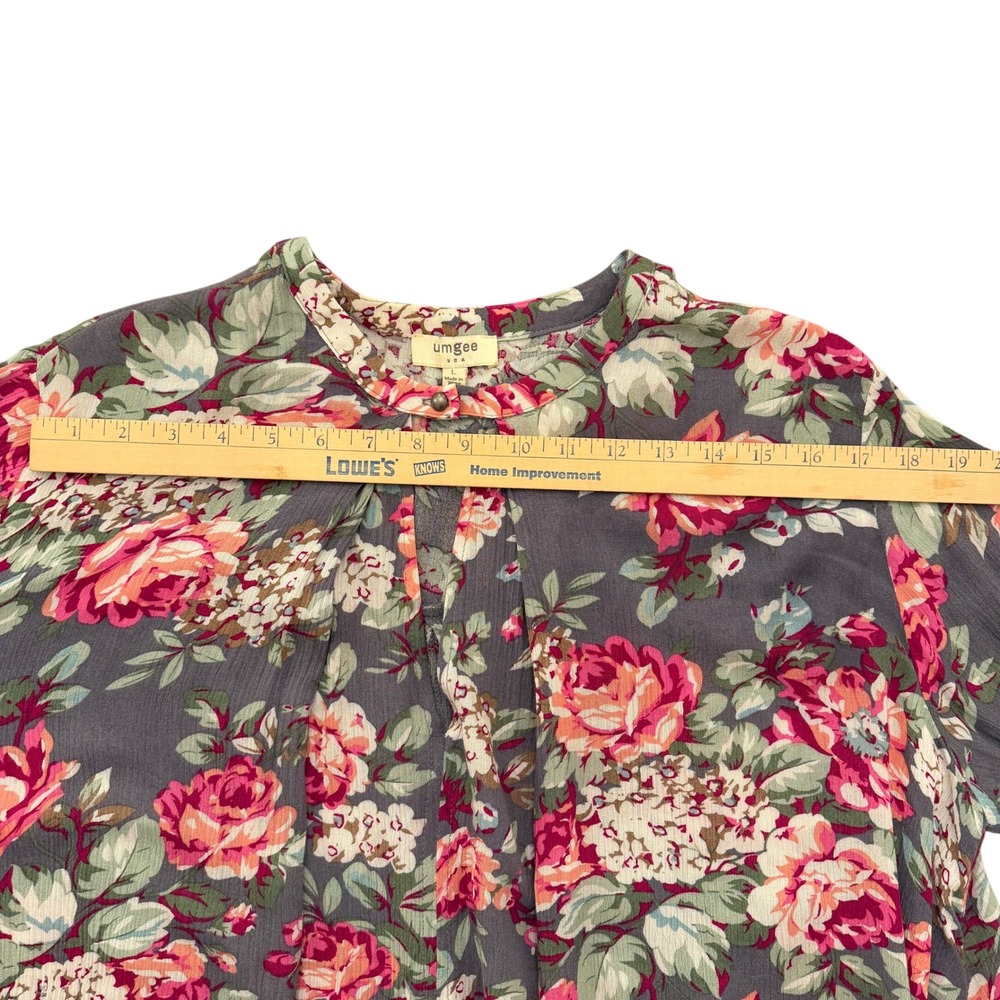 UMGEE Tunic Women LARGE Mini Dress Floral Bohemian Cottagecore Spring Party - Picture 6 of 10